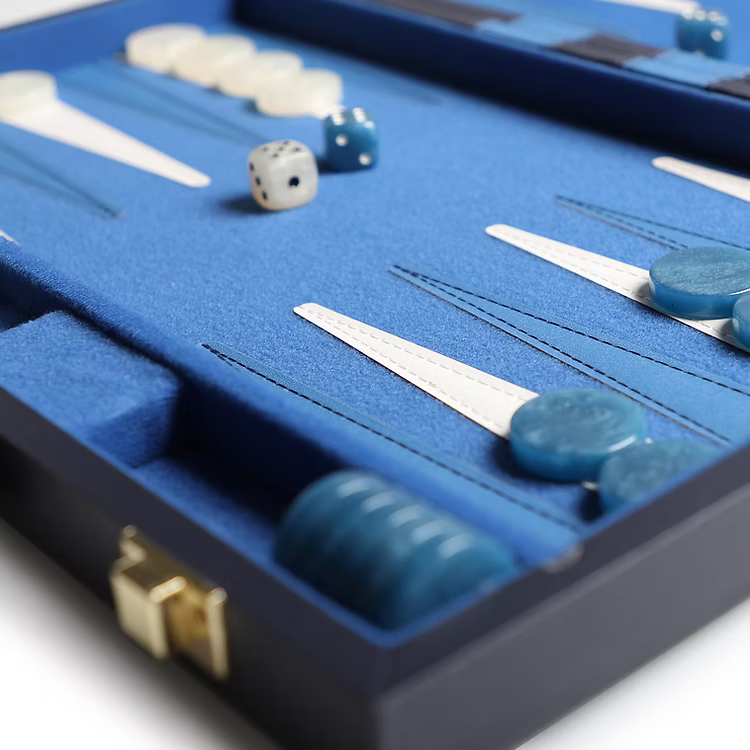 Signature Backgammon Board Game Set - Blue