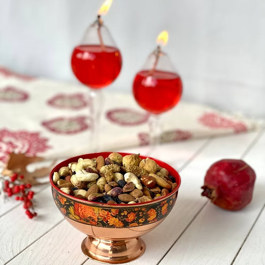 Gol o Morgh Handcrafted Copper Pedestal Bowl Size 2