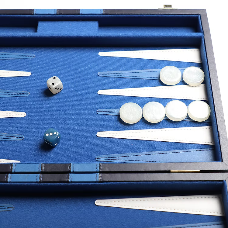 Signature Backgammon Board Game Set - Blue