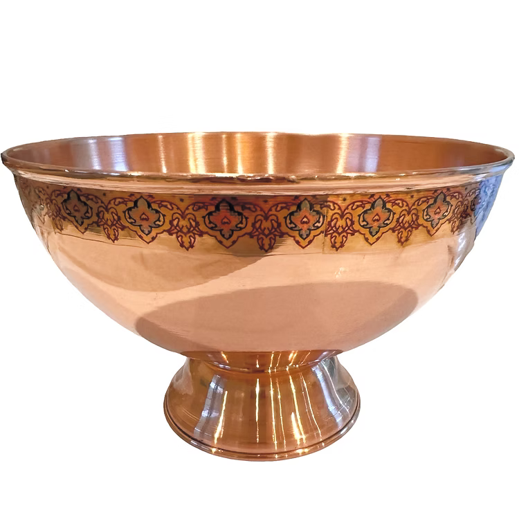 Toranj Handcrafted Copper Pedestal Bowl Size 3