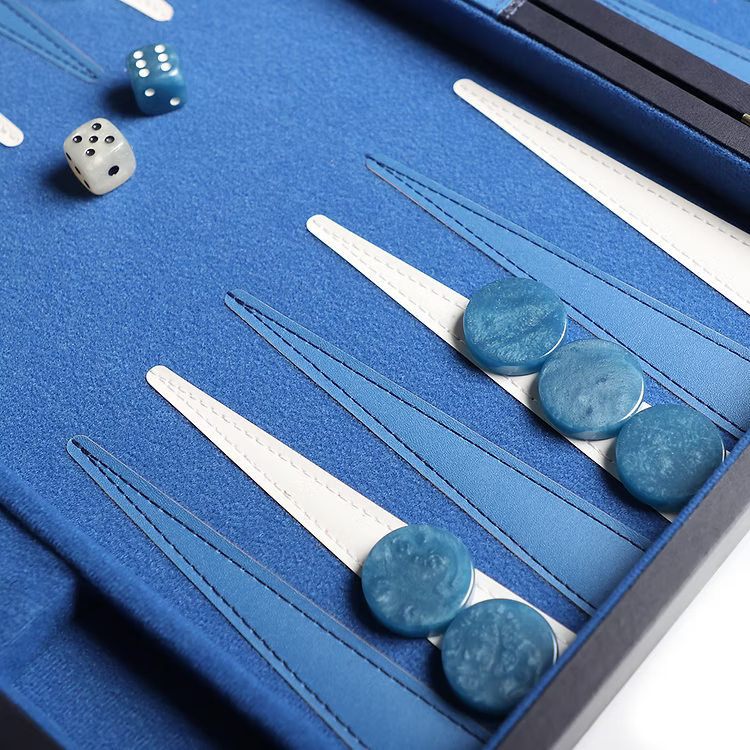 Signature Backgammon Board Game Set - Blue