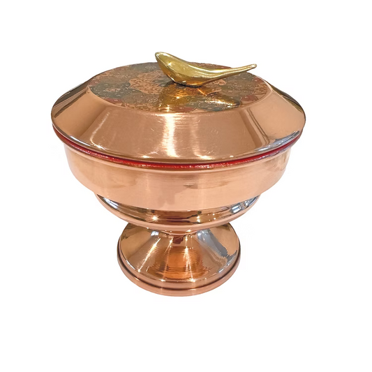Ramesh Handcrafted Copper Bowl with Aameen Bird Lid