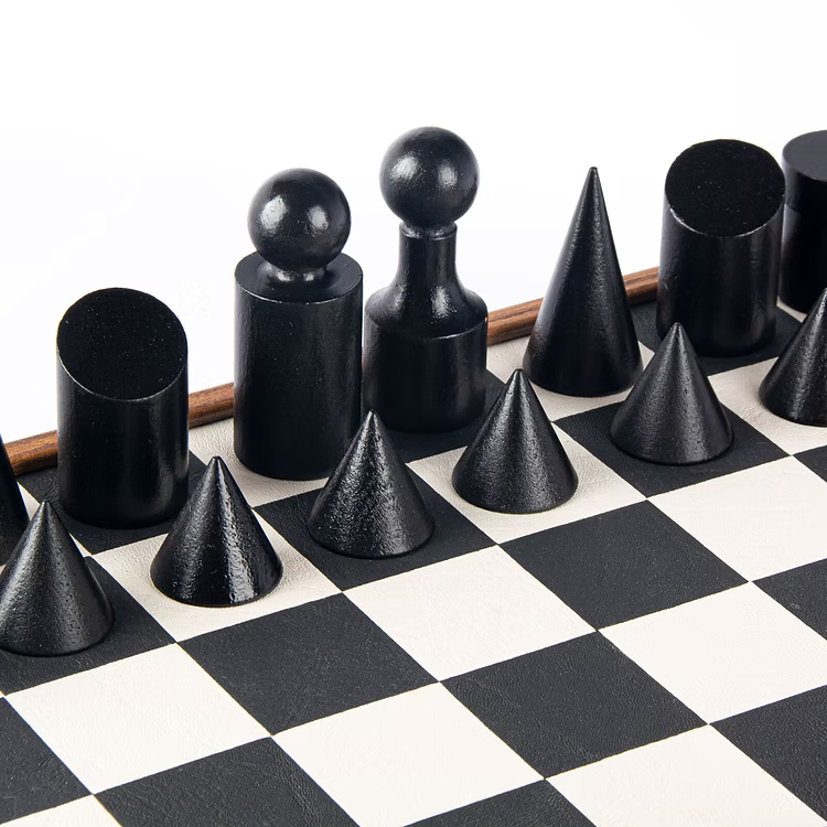 Manopoulos Bauhaus Black and White Chess Set 34cm x 34cm