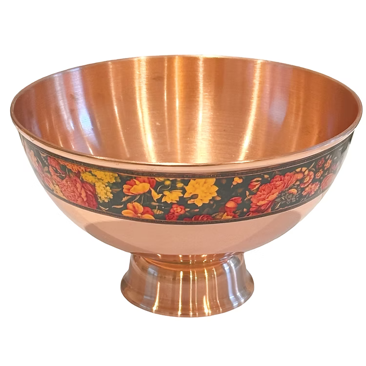Gol o Morgh Handcrafted Copper Pedestal Bowl Size 2