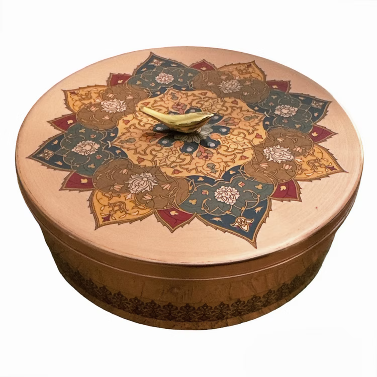 Ramesh Handcrafted Copper Round Dish with Aameen Bird Lid