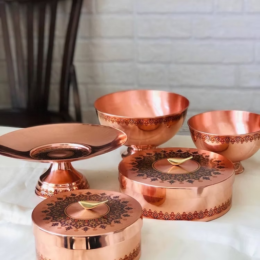 Toranj Handcrafted Copper Pedestal Bowl Size 3