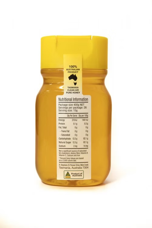 R. Stephens Golden Nectar Leatherwood Honey Squeezable 400g