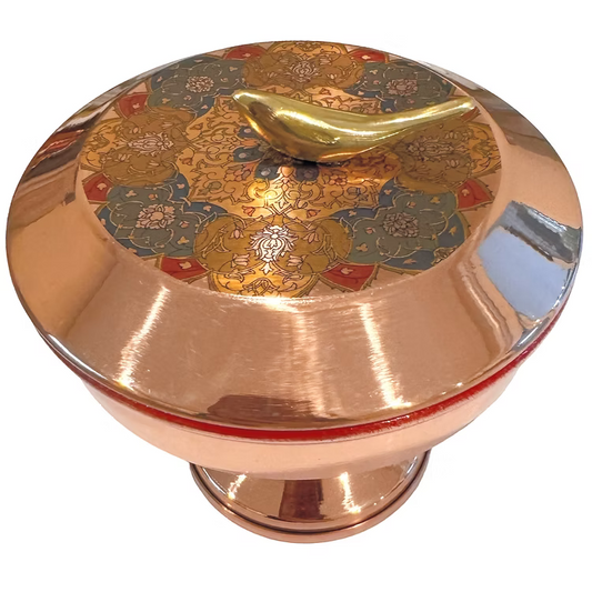 Ramesh Handcrafted Copper Bowl with Aameen Bird Lid