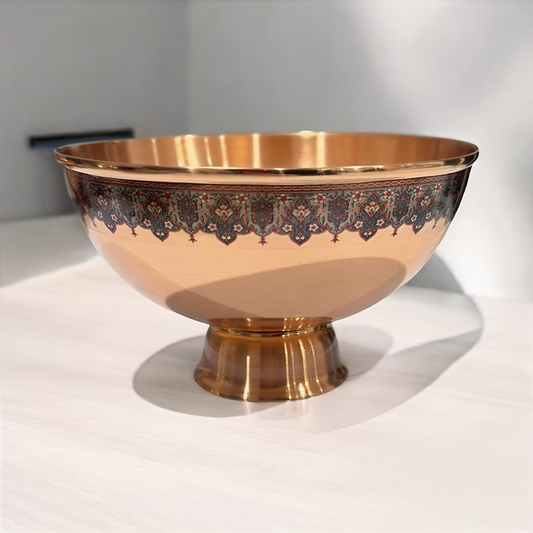 Zomorrod Handcrafted Copper Pedestal Bowl Size 2