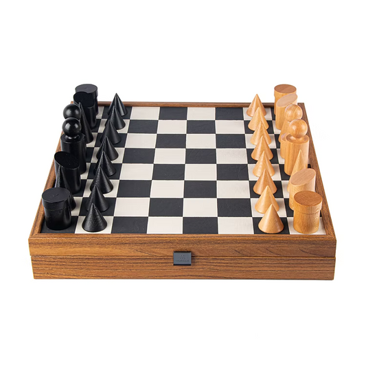 Manopoulos Bauhaus Black and White Chess Set 34cm x 34cm