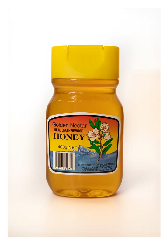 R. Stephens Golden Nectar Leatherwood Honey Squeezable 400g